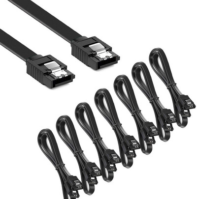 Pachet de 12 cabluri de date SATA, unghi drept de 90 de grade, cablu SATA III 6,0 Gbps, negru cu cablu SATA de blocare pentru unități HDD SSD CD DVD