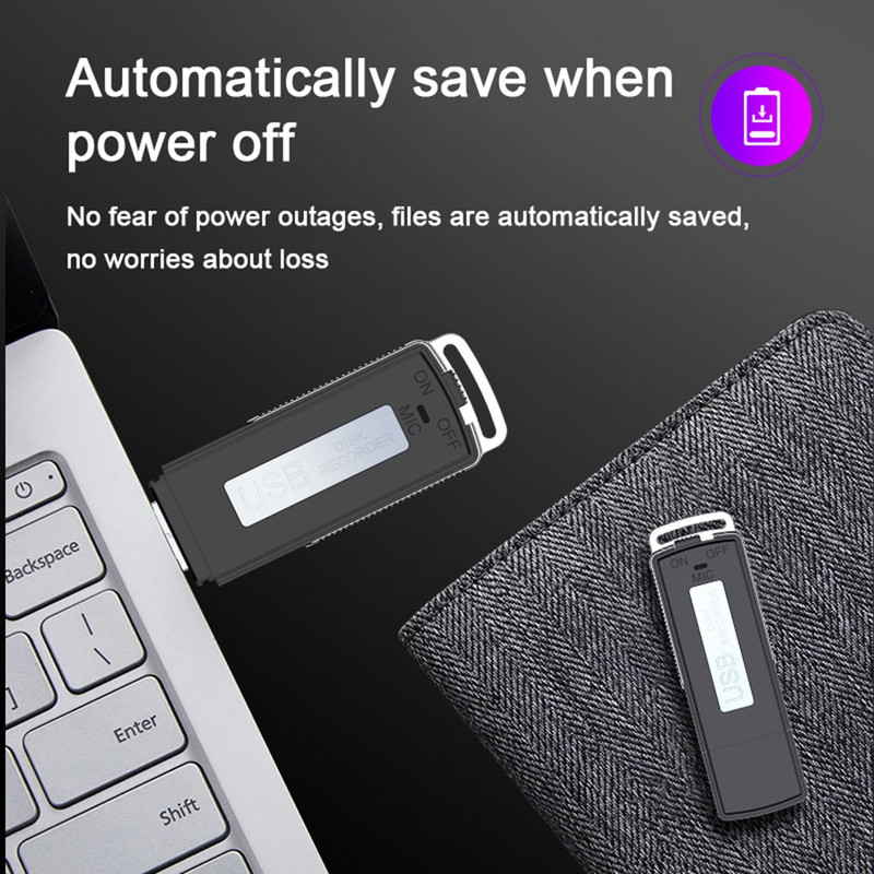 8/16 GB στυλό εγγραφής USB 1200 λεπτά Μείωση θορύβου U Disk Recording με ένα κλικ Αναπαραγωγή κινητού τηλεφώνου Plug&Play εγγραφής ήχου