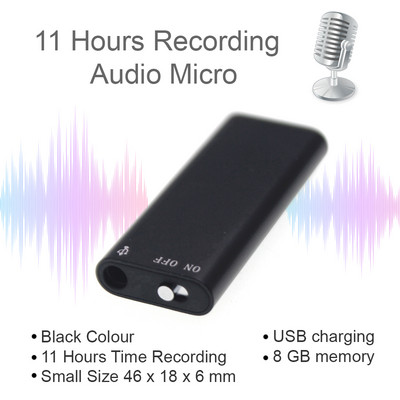11 часа непрекъснат запис на гласов запис със звук, активиране на VOX функция MP3 плейър - аудио микро 8GB