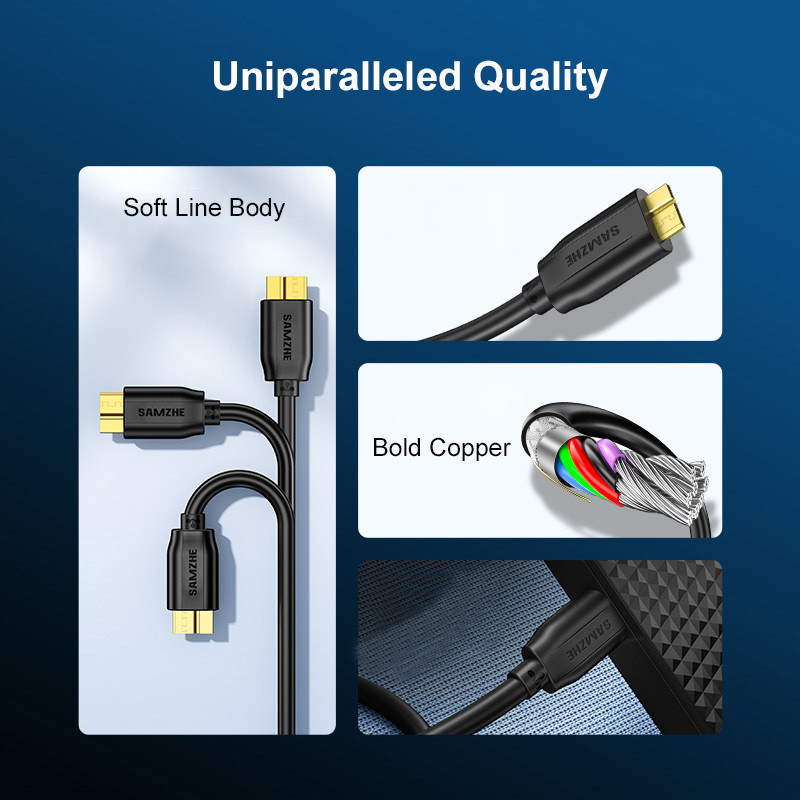 SAMZHE kõvaketta väliskaabel USB Micro B kaabel HDD kaabel mikro andmekaabel SSD Sata kaabel kõvakettale Micro B USB3.0 kaabel