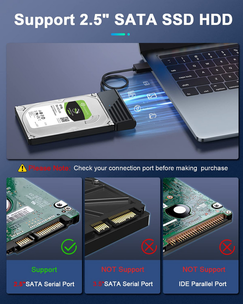 Onelesy SATA-USB 3.0 külső USB3.0 SATA konverter 2,5 hüvelykes SATA HDD SSD merevlemezhez 5 Gbps gyors adatátviteli adapter