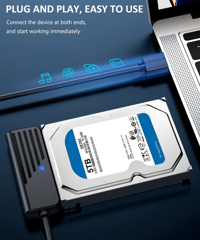 Onelesy SATA-USB 3.0 külső USB3.0 SATA konverter 2,5 hüvelykes SATA HDD SSD merevlemezhez 5 Gbps gyors adatátviteli adapter