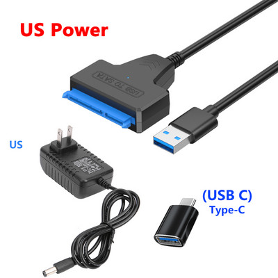 Adaptor extern de hard disk USB la SATA cu alimentare 12V 2A pentru hard disk SSD de 3,5 2,5 inchi Conector USB3.0 la SataIII cablu 22 pini