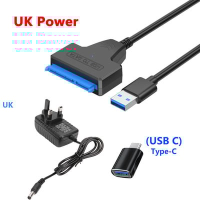 Adaptor extern de hard disk USB la SATA cu alimentare 12V 2A pentru hard disk SSD de 3,5 2,5 inchi Conector USB3.0 la SataIII cablu 22 pini