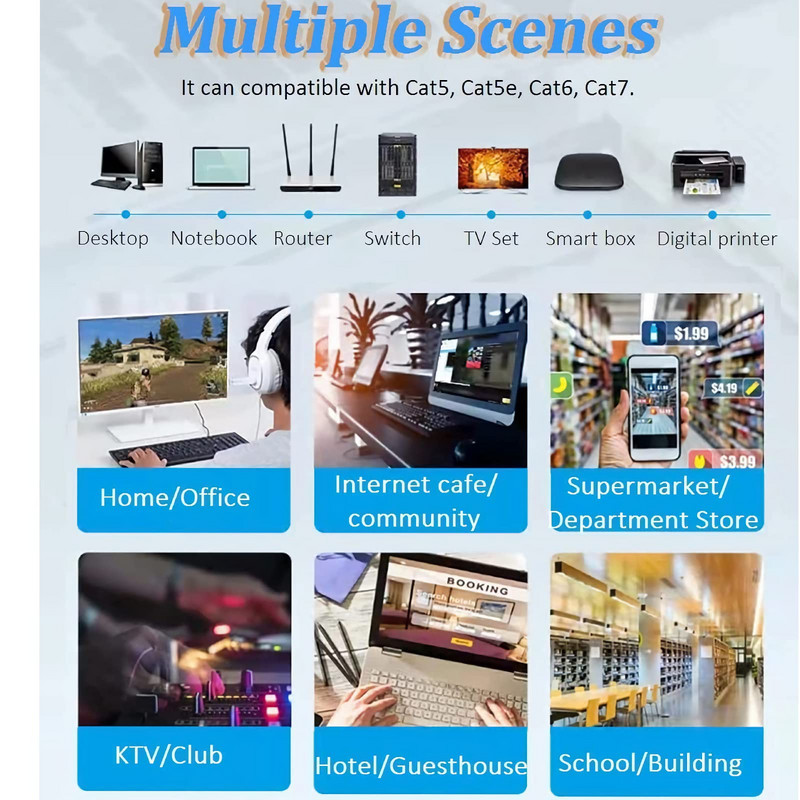 RJ45 Etherneti jaoturi adapter 1 isa ja 2 emane LAN võrgujagaja tugi Cat7 Cat6 Interneti-võrgu pikendusjuhe