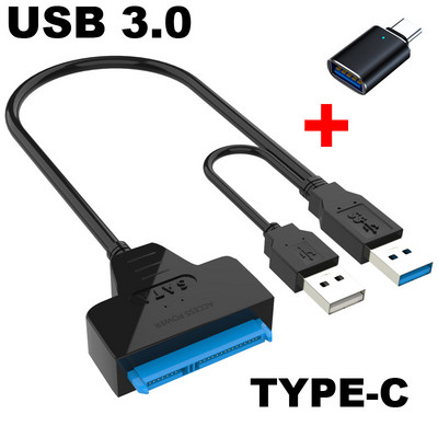 USB 3.0 TYPE-C 3.1 NA SATA adapter 6 Gbps 2.0 2.5 vanjski HDD SSD tvrdi disk 7+15/22 Pin III kabel za PC telefon prijenosno računalo+DC napajanje
