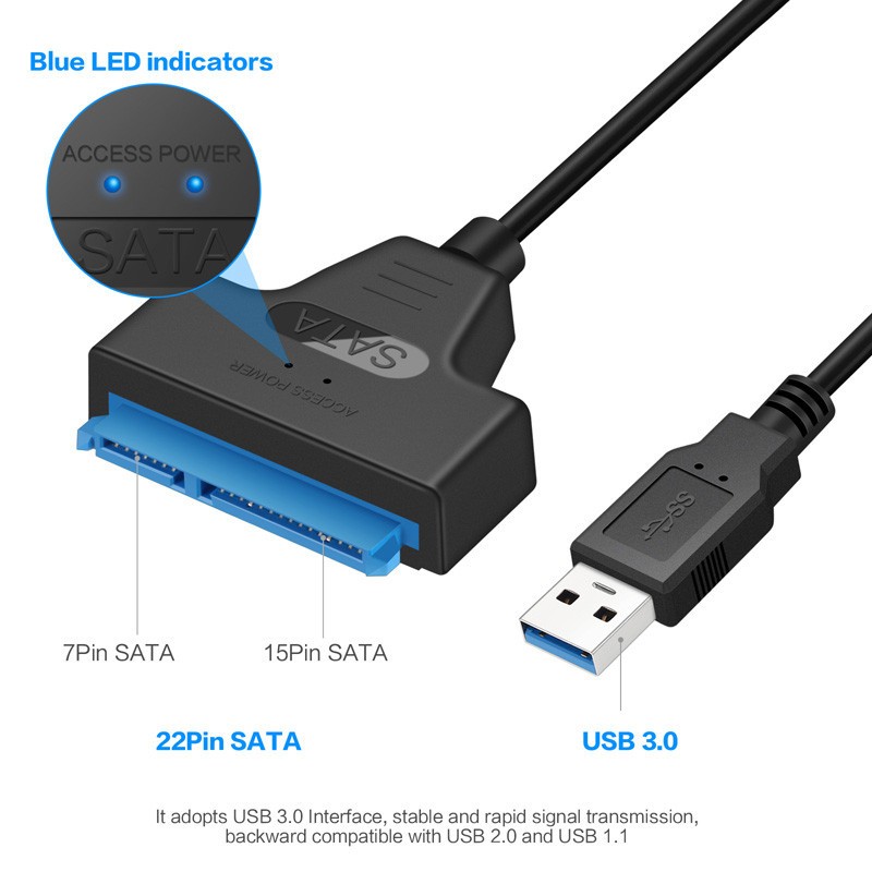 USB 3.0 TYPE-C 3.1 NA SATA adapter 6 Gbps 2.0 2.5 vanjski HDD SSD tvrdi disk 7+15/22 Pin III kabel za PC telefon prijenosno računalo+DC napajanje
