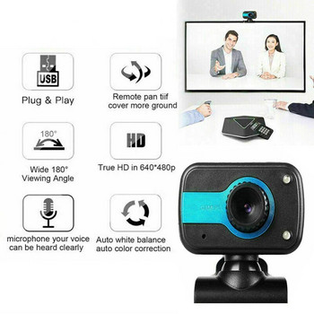 HD Webcam Mini υπολογιστής Webcamera υπολογιστή με περιστρεφόμενες κάμερες μικροφώνου για ζωντανή μετάδοση βιντεοκλήσεων Εργασία συνδιάσκεψης