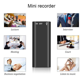 Μίνι ενεργοποιημένη ψηφιακή συσκευή εγγραφής ήχου Dictaphone 8G Stereo MP3 Music Player 3-in-1