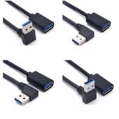 USB 3.0 90 fokos szögű, 90 fokos hosszabbítókábelhez, dugasz-aljzat adapterkábel átvitelhez jobbra/balra/fel/le kábelekkel