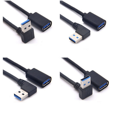 Za USB 3.0 kutni produžni kabel od 90 stupnjeva muški na ženski adapterski kabel za prijenos s kabelima desno/lijevo/gore/dolje