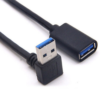 USB 3.0 90 fokos szögű, 90 fokos hosszabbítókábelhez, dugasz-aljzat adapterkábel átvitelhez jobbra/balra/fel/le kábelekkel