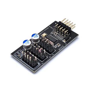 9Pin USB Hub Connector USB Splitter 1 to 3 USB2.0 9Pin Header Board + 30/60cm кабел за водно охлаждане за RGB LED Тест на скоростта на вентилатора