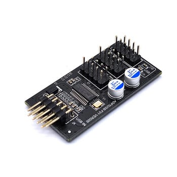 9 Pin USB Hub Splitter USB 1 to 3 USB2.0 9pin Header Board + 30/60cm Καλώδιο για ψύξη νερού για δοκιμή ταχύτητας ανεμιστήρα RGB LED