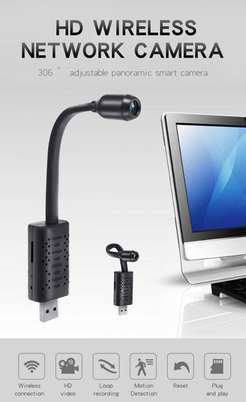 Νέα κάμερα USB 1080P Παρακολούθηση σε πραγματικό χρόνο, ενσωματωμένο Wifi DV IP Κάμερα Human Detection Loop Recording Remote View Recorder