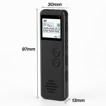 Ψηφιακή συσκευή εγγραφής φωνής 32 GB Ήχου MP3 Δικτάφωνο Μείωση θορύβου Φωνή Εγγραφή με ένα πλήκτρο συσκευή αναπαραγωγής WAV 128 Kbps