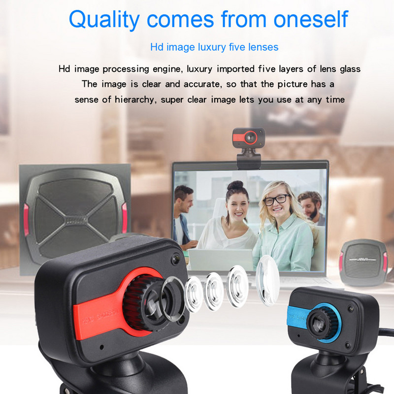 Cameră Web HD USB Cameră Web pentru computer pentru PC Laptop Desktop Cameră video cu microfon Clips-On