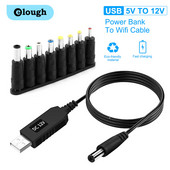 Elough USB pastiprināšanas kabelis no DC 5 V līdz 12 V līdzstrāvai / 9 V pastiprināšanas līnijas WiFi uz Powerbank kabeli USB pārveidotāja pastiprināšanas vads WIFI maršrutētāja kamerai