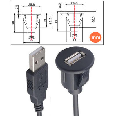 Autós műszerfalba süllyesztett USB dokkoló adapter műszerfali panel 3.0 csatlakozó dugasz-alj kábel hosszabbító kábel motoros csónakhoz