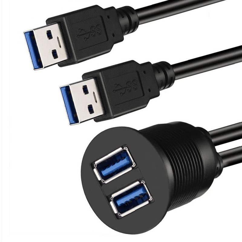 Autós műszerfalba süllyesztett USB dokkoló adapter műszerfali panel 3.0 csatlakozó dugasz-alj kábel hosszabbító kábel motoros csónakhoz
