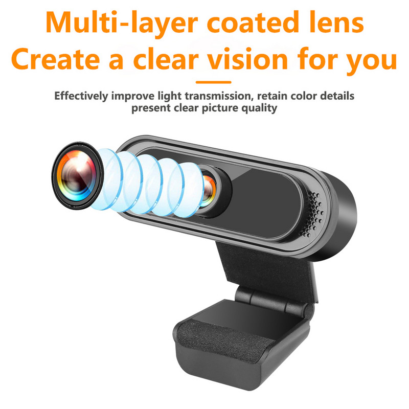 Kebidu 1080P Full HD kamera ingyenes meghajtó számítógépes kamera USB mini webkamera hangelnyelő, zajcsökkentő beépített mikrofonnal