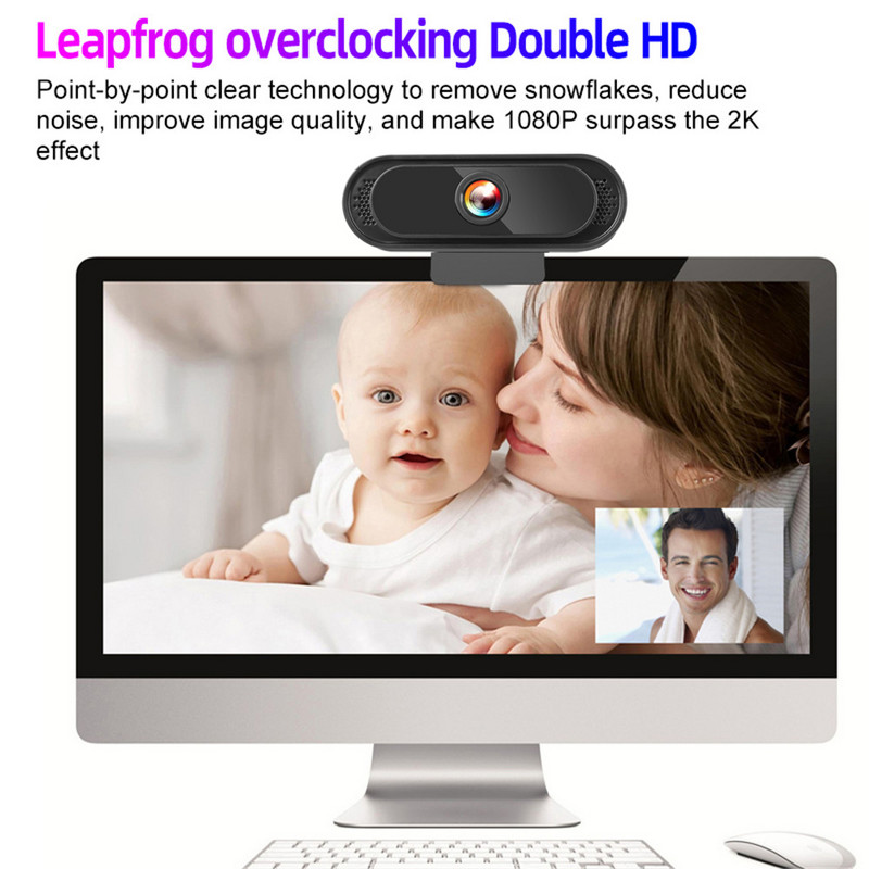 Kebidu 1080P Full HD kamera ingyenes meghajtó számítógépes kamera USB mini webkamera hangelnyelő, zajcsökkentő beépített mikrofonnal