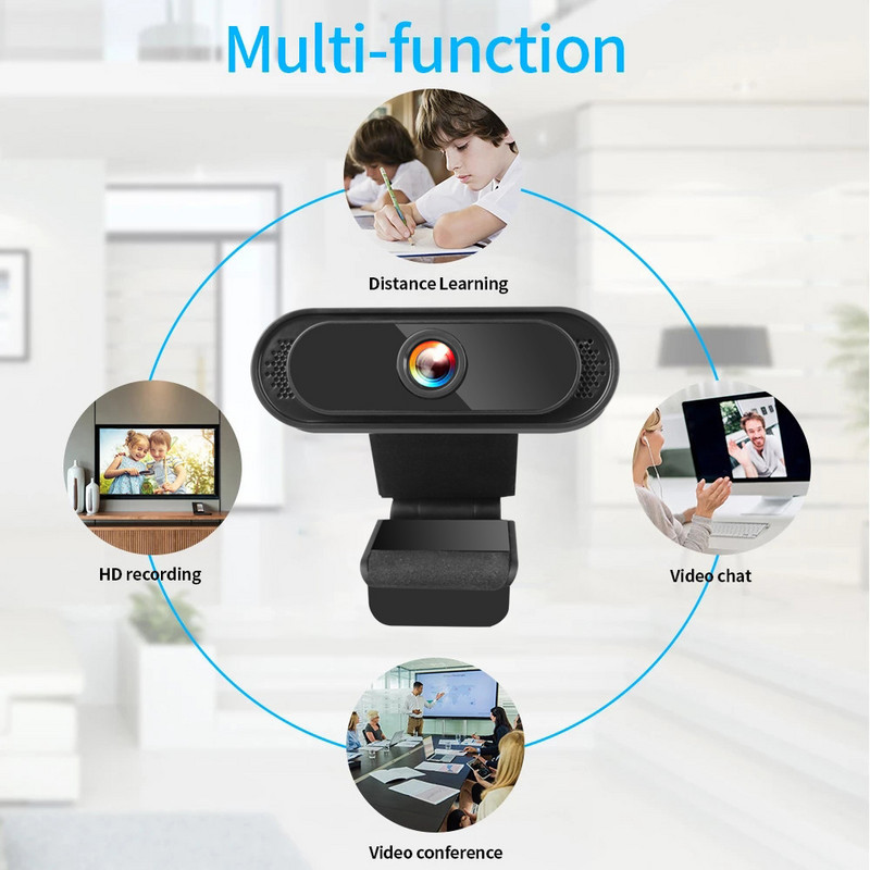 Kebidu 1080P Full HD kamera ingyenes meghajtó számítógépes kamera USB mini webkamera hangelnyelő, zajcsökkentő beépített mikrofonnal