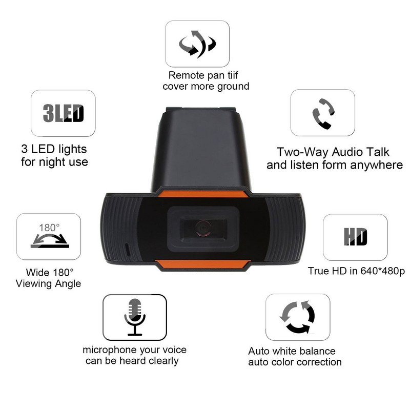 480p HD webkamera mikrofonnal, forgatható számítógépes asztali webkamera mini számítógép webkamera videorögzítés munkahelyi számítógép-perifériák