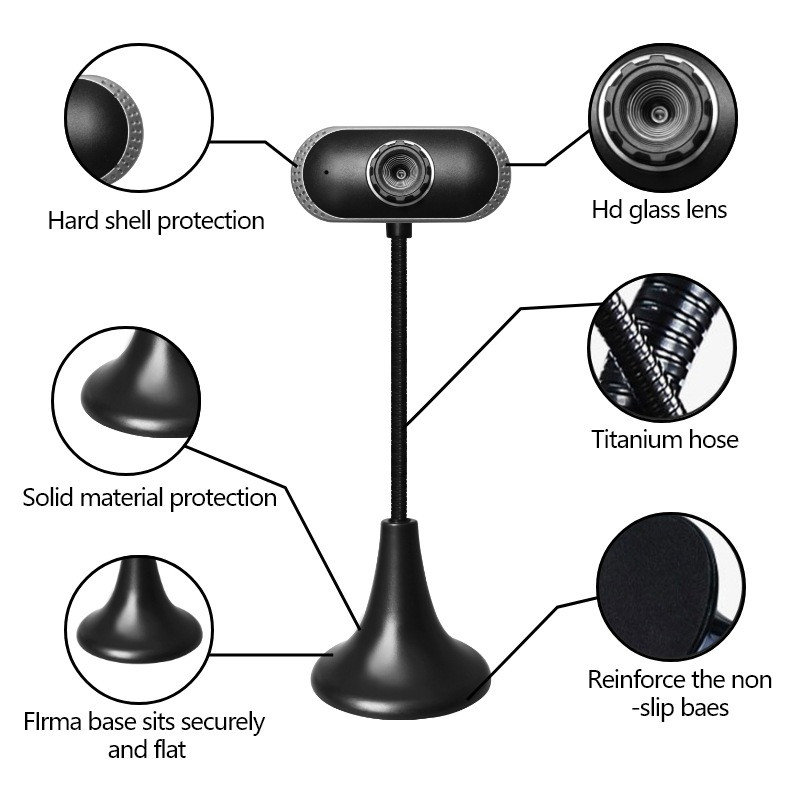 Web kamera 480P USB web kamera s ugrađenim mikrofonom za PC Rotirajuće kamere za emitiranje uživo Pozivi Video Conferencia Rad