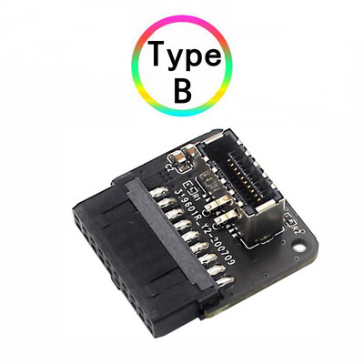 USB 3.0 вътрешен конектор към USB 3.1/3.2 тип C преден тип E адаптер 20pin към 19pin конвертор за дънна платка на компютър Конектор Riser