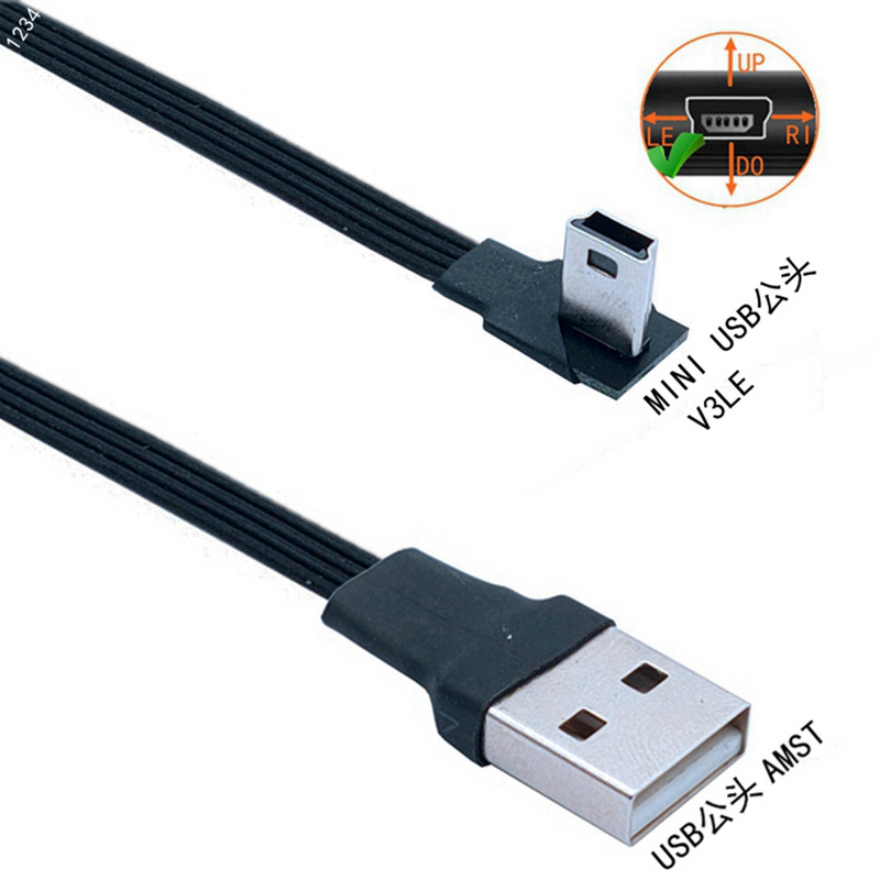 Mini USB B MICRO USBType 5 tűs dugós 90 ferde USB 2.0 apa adatkábel TELEFON