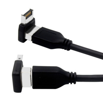 USB конектор адаптер USB3.0 19P/20P към TYPE-E 90 градуса преобразувател адаптер кутия отпред TYPE C гнездо дънна платка на компютъра