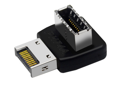 USB savienotāja adapteris USB3.0 19P/20P uz TYPE-E 90 grādu pārveidotāja adaptera korpuss priekšējais C TYPE C ligzda datora mātesplate