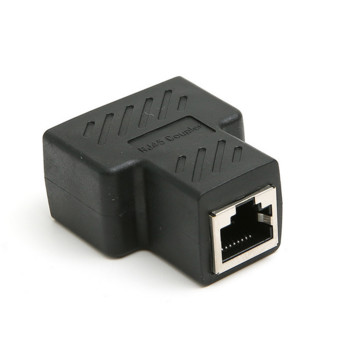 1 бр. Черен Ethernet адаптер, удължителен сплитер за LAN кабел за интернет връзка Cat5 RJ45 сплитер, съединител, контактен модулен щепсел