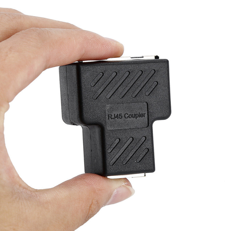 1 gab. Melns Ethernet adapteris Lan kabeļa pagarinātāja sadalītājs interneta savienojumam Cat5 RJ45 sadalītāja savienotāja kontakta modulārais spraudnis