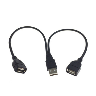 USB 2.0 A isase ja kahe USB naissoost andmejaoturi USB-jaoturi kaabel USB laadimis-toiteadapteri kaabli pikendus sülearvuti jaoks