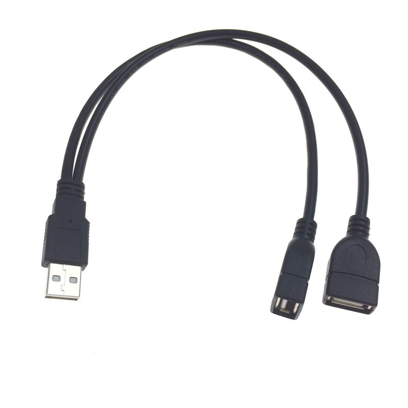 USB 2.0 A vīrišķais–dubultais USB sieviešu datu centrmezgls USB sadalītāja kabelis USB uzlādes strāvas adaptera kabeļa pagarinājums klēpjdatoram
