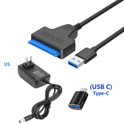 Sata na USB tvrdi disk vanjski adapter s napajanjem 12V 2A za 3,5 2,5 inčni tvrdi disk SSD konektor USB3.0 na SataIII kabel 22 Pin