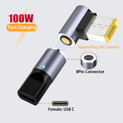 USB tip C magnetski utični konektor za brzo punjenje prijenosnog računala, adapter za napajanje, pretvarač za Asus, Hp, Dell, Lenovo, Samsung 65W 100W
