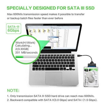 Προσαρμογέας ATA 3 Cable Sata σε USB 6Gbps για 2,5 ίντσες Εξωτερικός σκληρός δίσκος SSD σκληρός δίσκος 22 ακίδων Καλώδιο Sata III