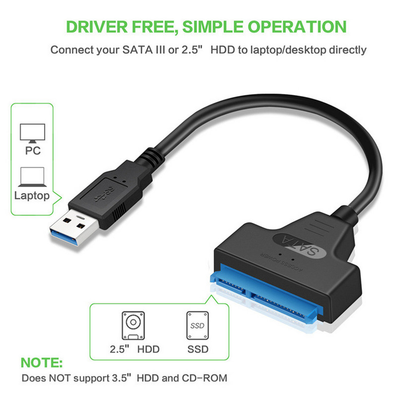 Cablu ATA 3 Adaptor Sata la USB 6Gbps pentru hard disk extern SSD HDD de 2,5 inchi Cablu Sata III de 22 pini