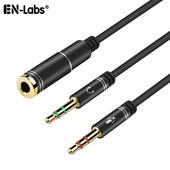 Mini Jack 3.5 Mikrofon Slušalice Y Splitter Adapter Kabel, 3 5 minjack Stereo Audio & Mic utikač na 4 polne utičnice Slušalice sa slušalicama