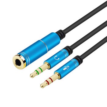 Mini Jack 3.5 Микрофон Слушалки Y Сплитер Адапторен кабел, 3 5 minjack Стерео аудио и щепсел за микрофон към 4-полюсен жак Слушалки Слушалки