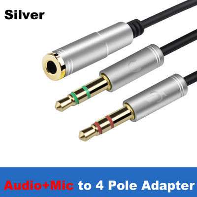 Mini Jack 3.5 Mikrofon Slušalice Y Splitter Adapter Kabel, 3 5 minjack Stereo Audio & Mic utikač na 4 polne utičnice Slušalice sa slušalicama