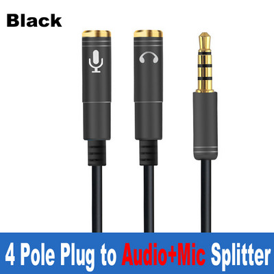 Mini Jack 3.5 Mikrofon Slušalice Y Splitter Adapter Kabel, 3 5 minjack Stereo Audio & Mic utikač na 4 polne utičnice Slušalice sa slušalicama