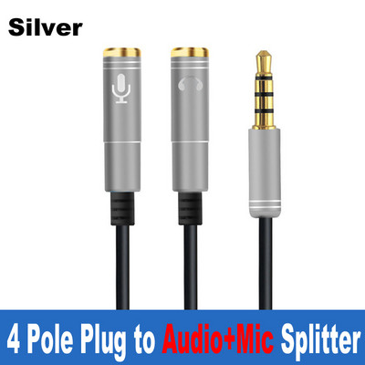 Mini Jack 3.5 Mikrofon Slušalice Y Splitter Adapter Kabel, 3 5 minjack Stereo Audio & Mic utikač na 4 polne utičnice Slušalice sa slušalicama