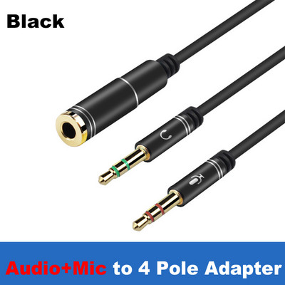 Mini Jack 3.5 Mikrofon Slušalice Y Splitter Adapter Kabel, 3 5 minjack Stereo Audio & Mic utikač na 4 polne utičnice Slušalice sa slušalicama