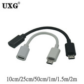 Bijeli Micro USB 2.0 B 5pin muški na ženski M/Ž produžetak OTG punjenje podataka Punjač Produžni kabel 0,1 m 2 m 1 m 0,5 m 0,25 m