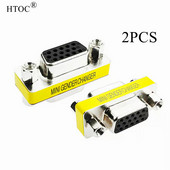 HTOC VGA csatlakozó, 15 lyukú miniadapter aljzat-aljzat váltó SVGA-csatoló Plug and Playhez (2 db)