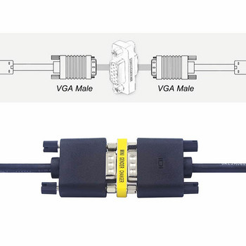HTOC VGA конектор 15 дупки Мини адаптер женски към женски превключвател SVGA съединител за Plug and Play (2бр.)